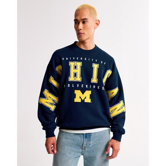Abercrombie & Fitch Sweatshirt Mens Large University of Michigan College Vault - Picture 1 of 8